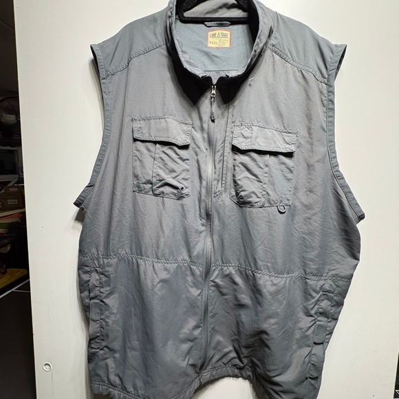 Lake & Trail Other - Lake & Trail Utility Vest Mens XXXL Gray Nylon Full Zip Fishing Hiking Outdoor